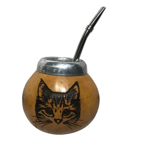 Yerba Mate Gourd Straw Stainless Cup KIT ARTISAN HANDMADE - Picture 1 of 2